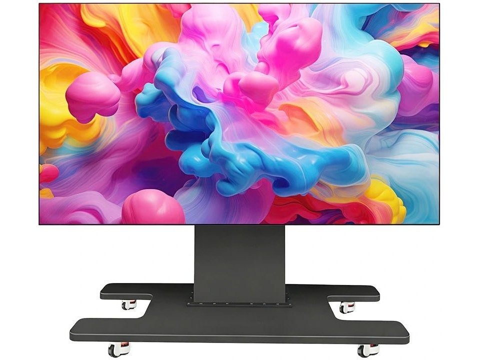 The Monarch Series 16:9 COB Motorized Indoor Video Wall - front view on mobile stand