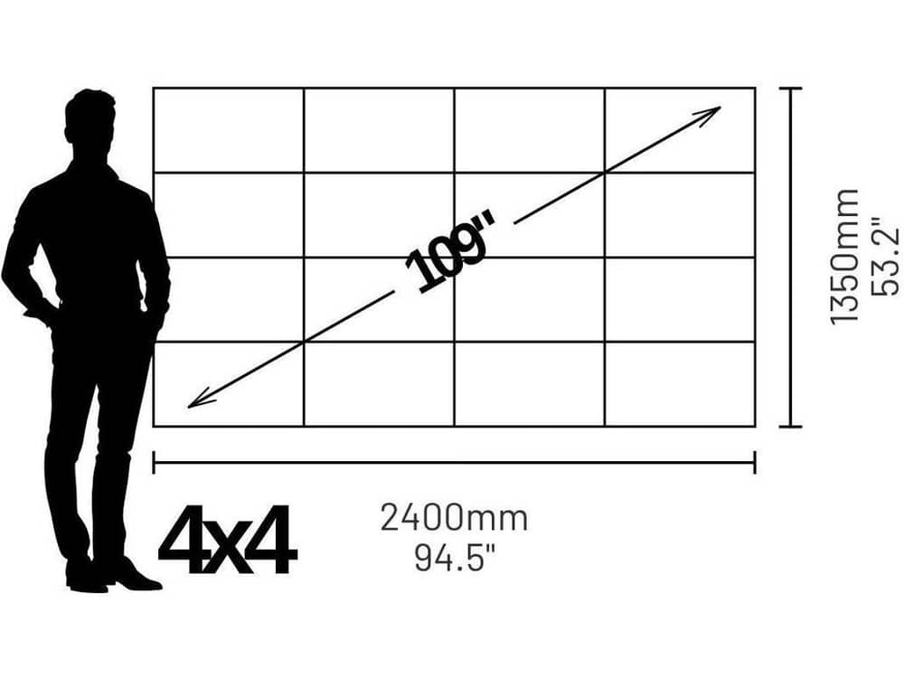 LP3040409S Phase 3840 109" 16:9 Widescreen Video Wall (0.9mm) - size and dimensions diagram