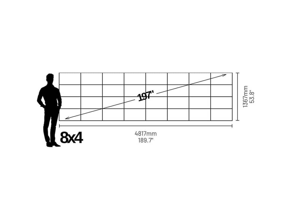 LP3080409S Phase 3840 197" 32:9 Ultrawide Video Wall (0.9mm) - size and dimensions diagram