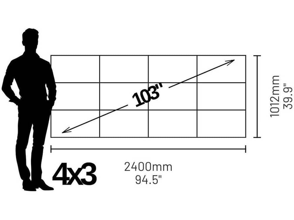 LP7040312S Phase 7680 103" 2.37:1 Cinemascope Video Wall (1.2mm) - size and dimensions diagram