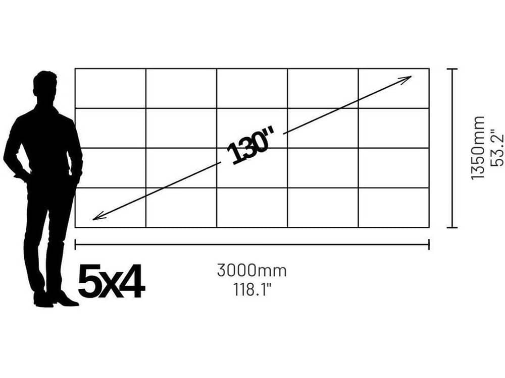 LP7050412S Phase 7680 130" 2.22:1 Cinemascope Video Wall (1.2mm) - size and dimensions diagram
