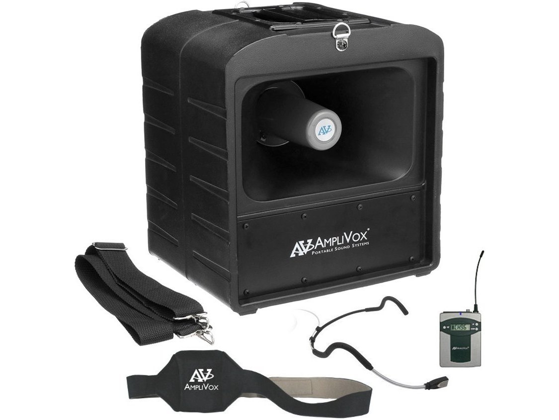 AmpliVox SW6826 Waistband Wireless Fitness Package with Mega Hailer Bluetooth PA System, Waterproof Headset Microphone and Water-Resistant Fitness Belt