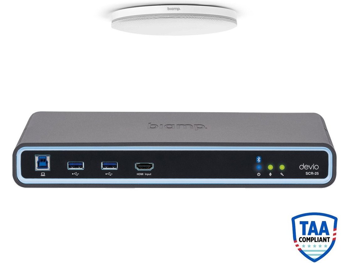 Biamp Devio SCR-25CX Web-Based Conferencing Hub with Ceiling Microphone - White