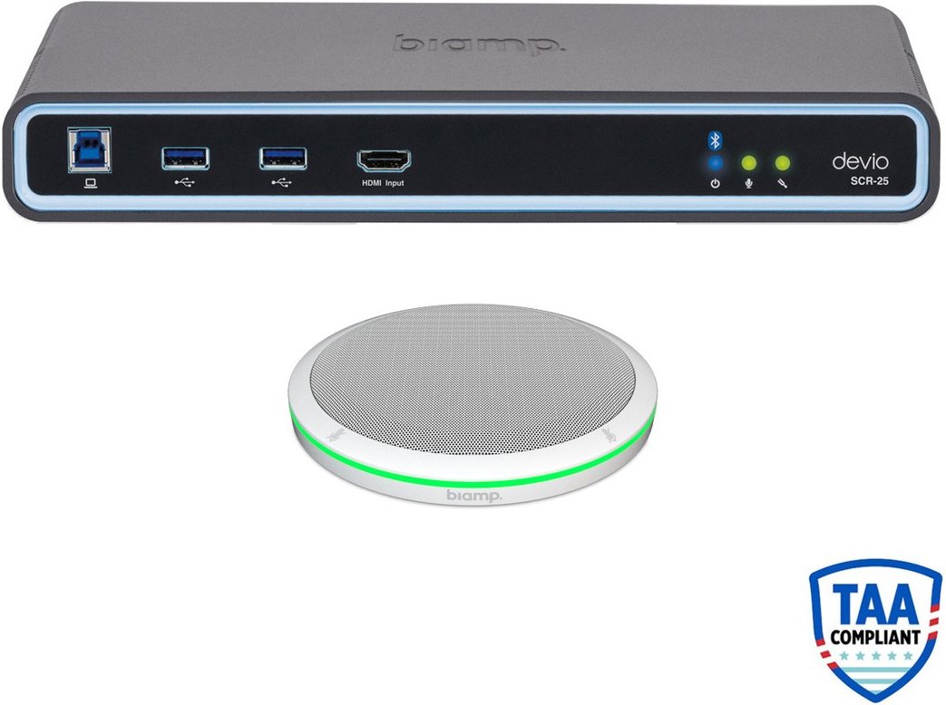Biamp Devio SCR-25TX Web-Based Conferencing Hub with Tabletop Microphone - White