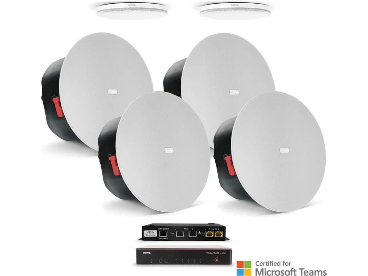 Biamp MRB-L-X400-C Large Meeting Room Bundle with TesiraFORTÉ X 400 DSP and White Ceiling Microphones