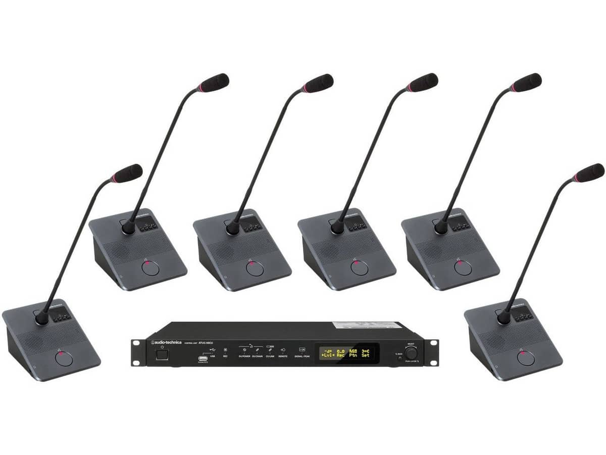 Audio-Technica ATUC-50 6 Person Digital Discussion System with Built-in WAV and MP3 Recorder