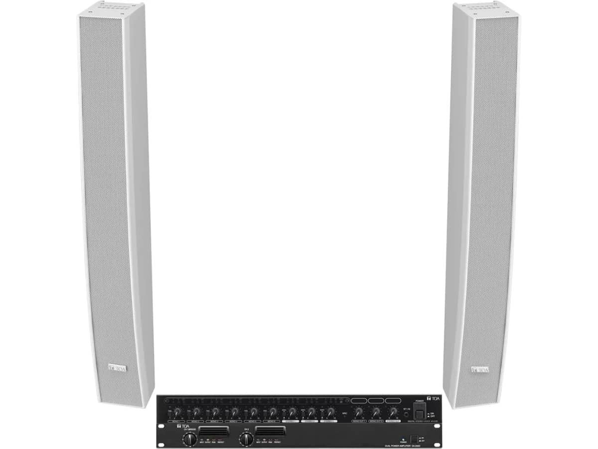 TOA Church Sound System with 2 SR-H2S Line Array Speakers and M-633D Digital Stereo Mixer