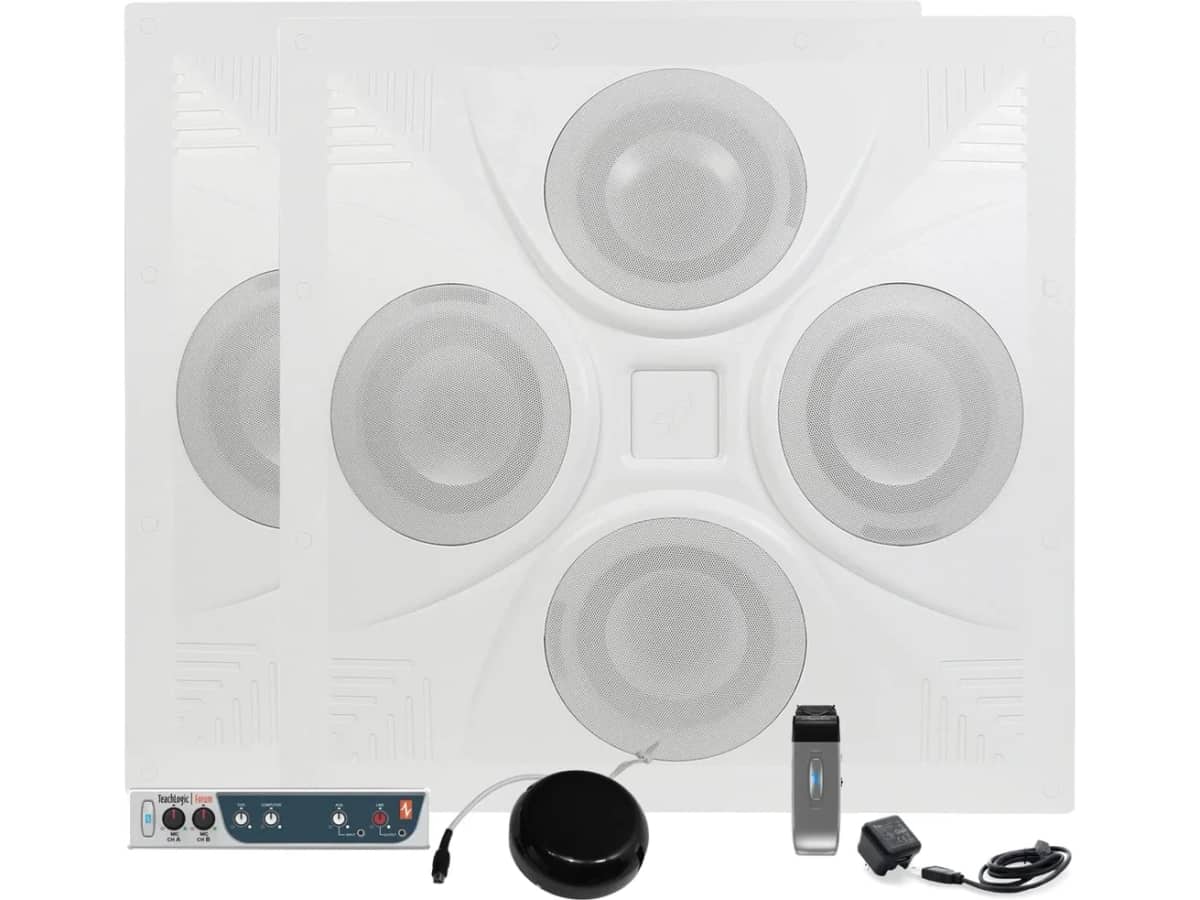 Classroom Sound System with 2 SD4 Ceiling Speaker Arrays, TeachLogic IMA-240 Receiver Amplifier and Sapphire Wireless Microphone