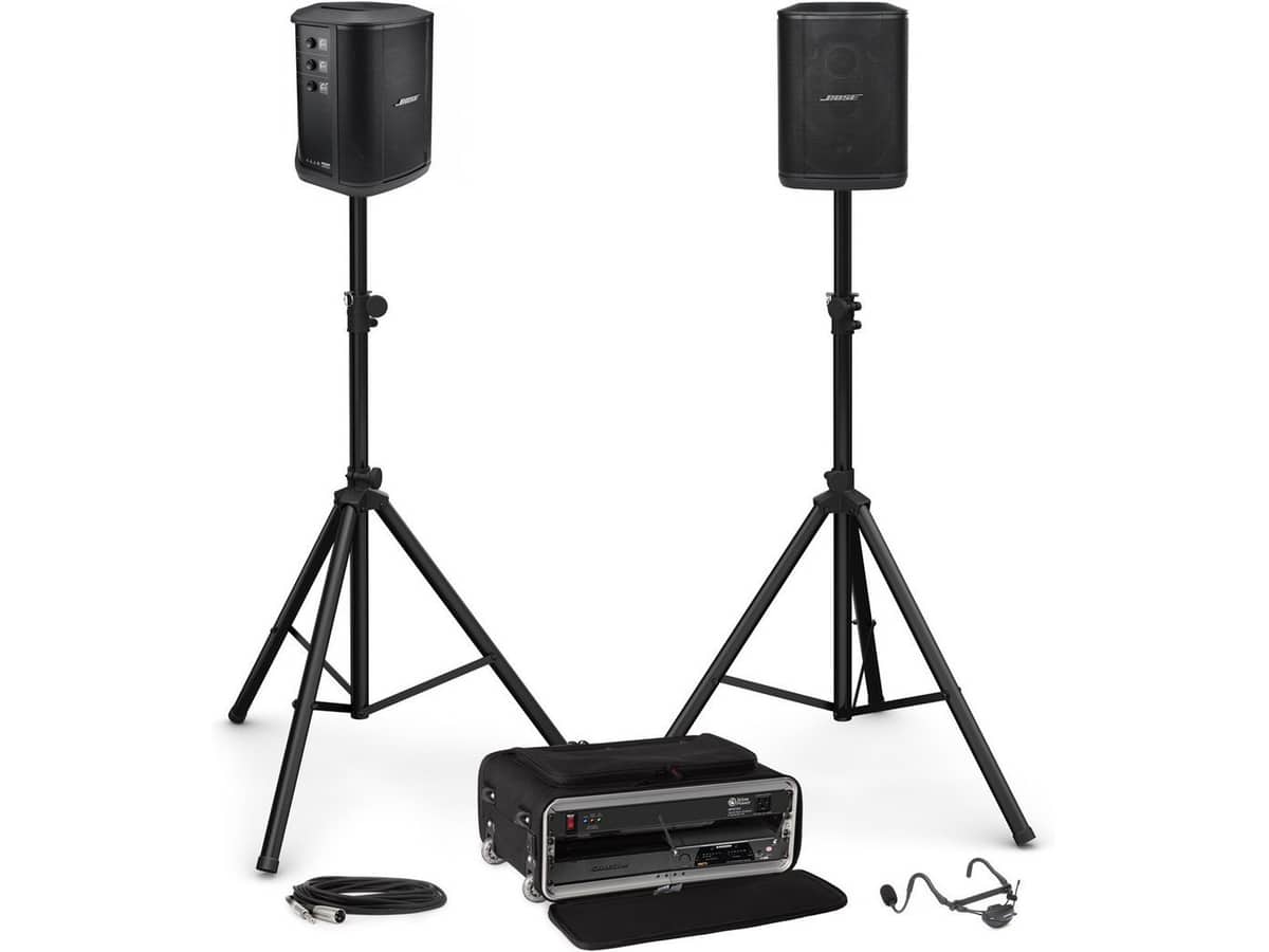 Portable Fitness Sound System Package with 2 Bose S1 Pro+ Systems and Water-Resistant Fitness Micro Headset Wireless System