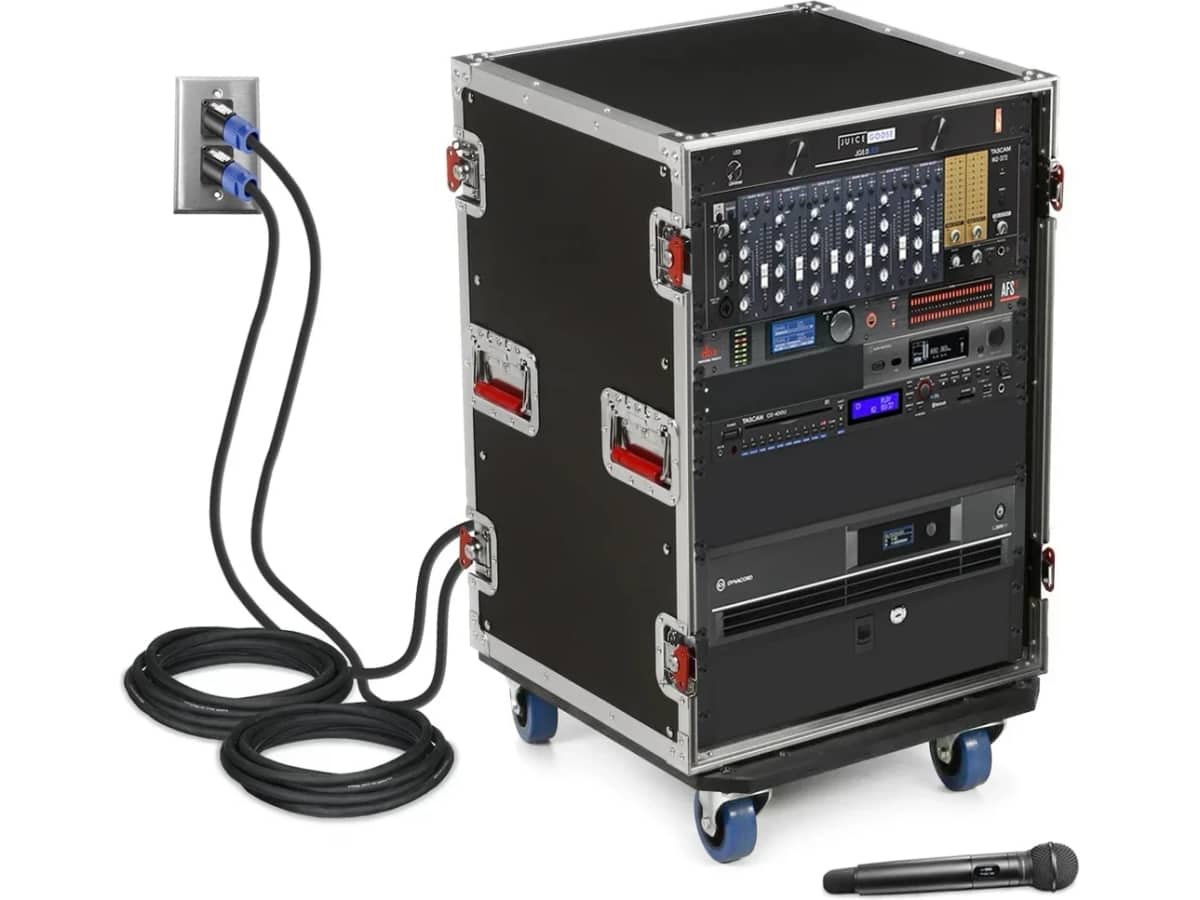 Gym Sound System Portable Rolling Equipment Rack and Wall Input Plate