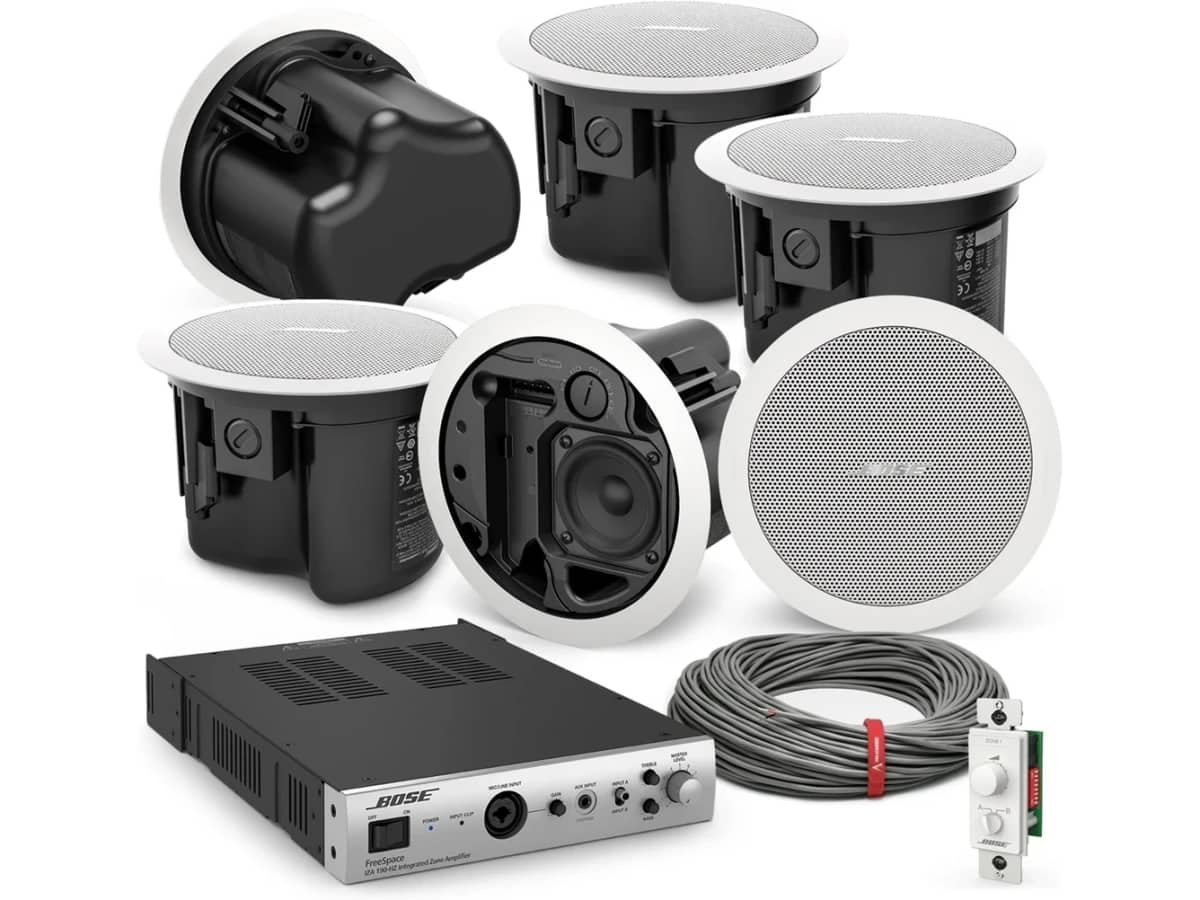 Bose Restaurant Sound System with 6 FreeSpace FS2C Ceiling Speakers and FreeSpace IZA-190-HZ Zone Amplifier