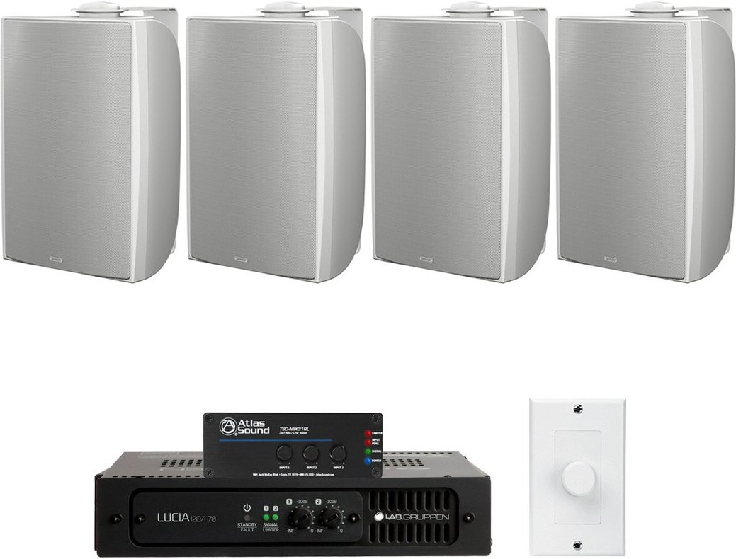 Retail Store Sound System with 4 Tannoy DVS Wall Mount Speakers Lab Gruppen LUCIA Amplifier and Atlas Sound Mixer
