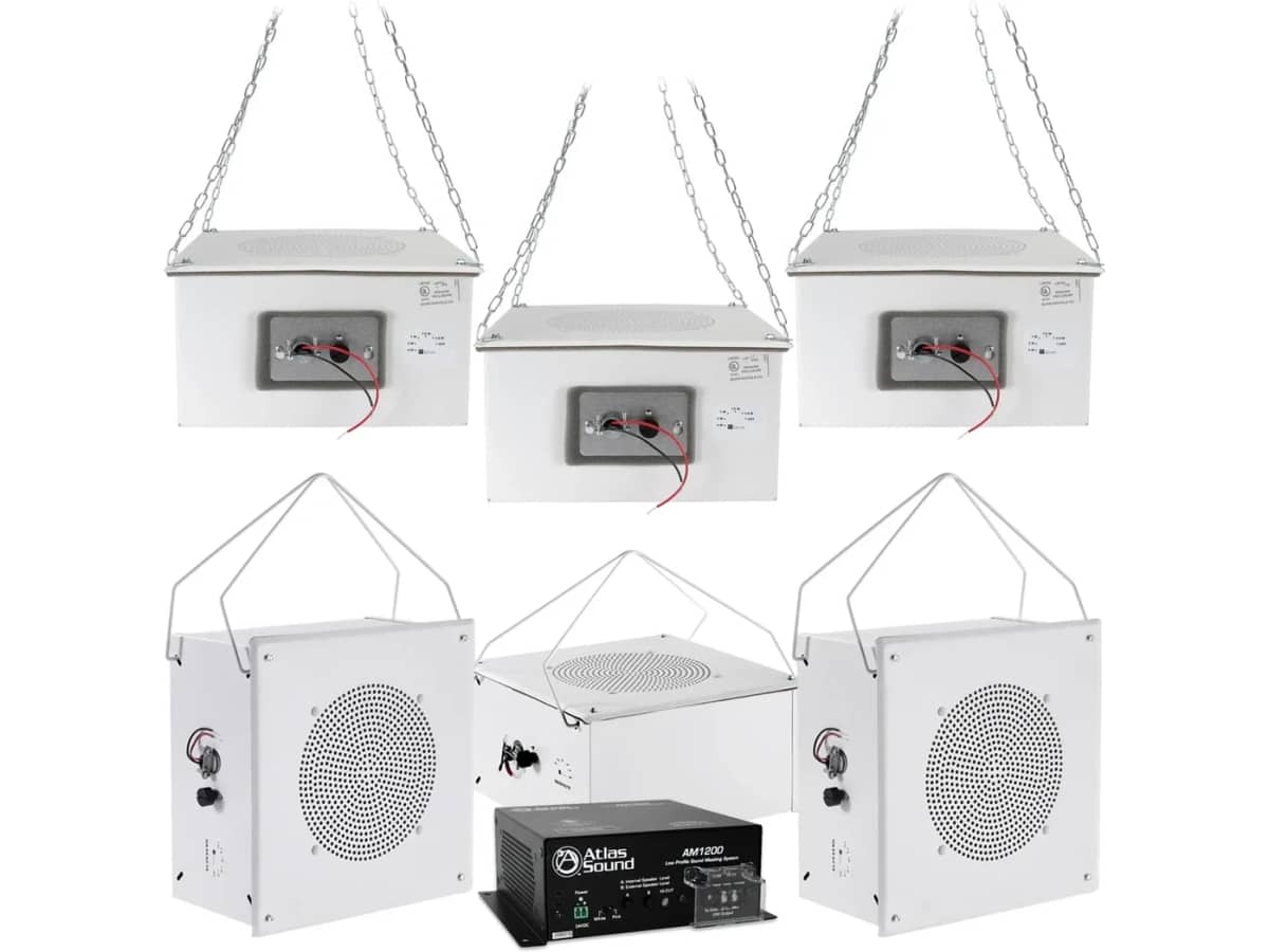 Office Sound Masking System with Quam Sound Masking Speakers, Pink Noise Masking Generator and Volume Controls up to 1800SF