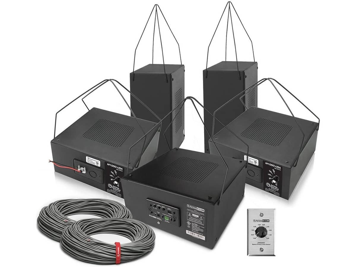 AtlasIED M1000A35 Sound Masking System with 4 M1000 Speakers and Remote Level Control for up to 1125SF