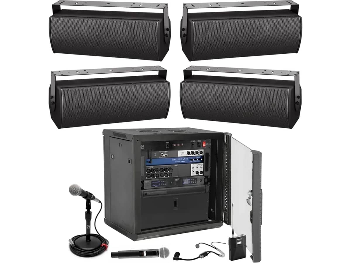 Football Stadium Sound System with 4 Bose Professional ArenaMatch All-Weather Stadium Speakers and Digital Mixer with Wi-Fi