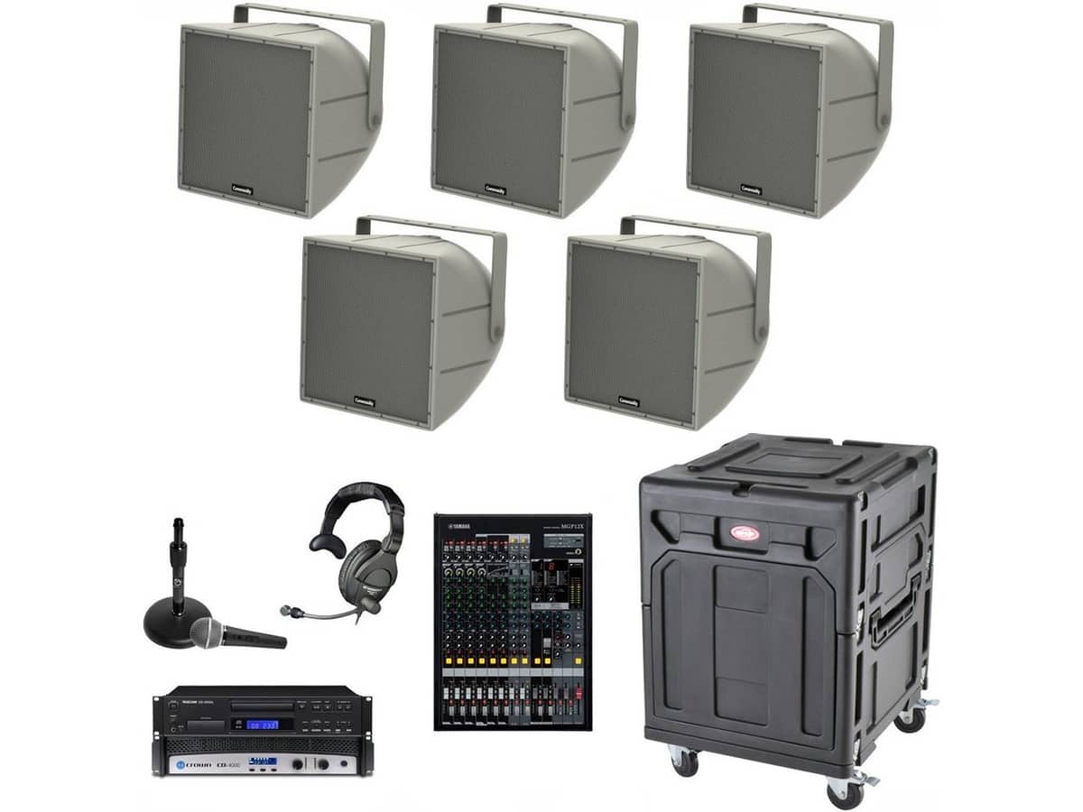 Stadium Sound System with 5 Community All-Weather Loudspeakers and Crown Power Amplifier