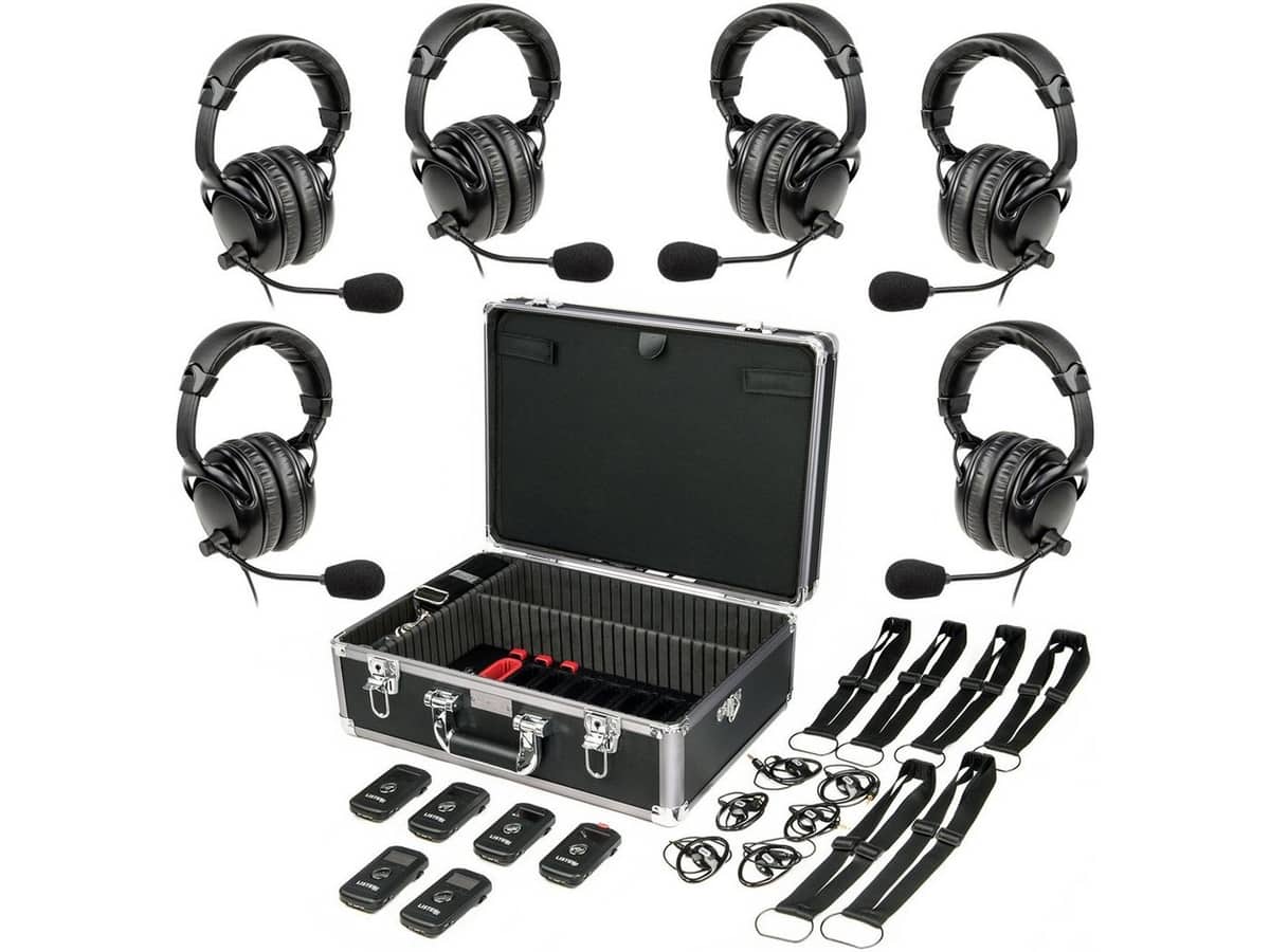 Industrial Wireless Headset Intercom System for 6 Person Two-Way Communication in Processing Plants, Factories, Warehouses and Industrial Complexes
